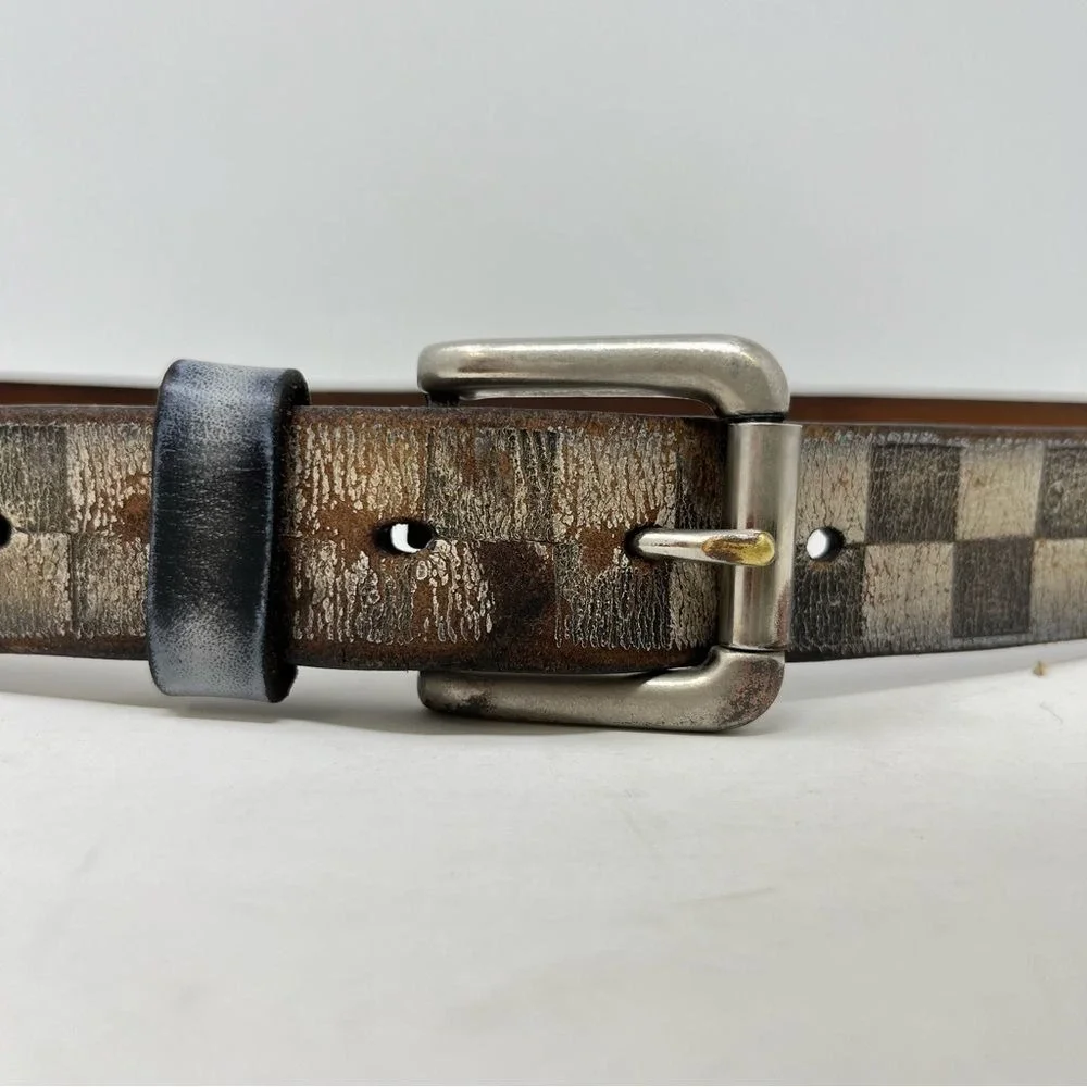 Levi's Check Print Leather Belt Size M 34-36‎